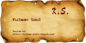 Kulman Saul névjegykártya